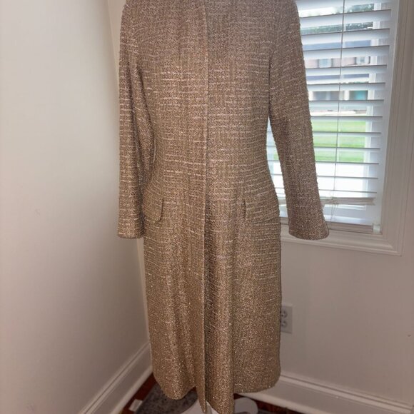 Oscar de la Renta Metallic Tweed Zip Long Coat Made in USA Elegant Chic size 10 - Picture 16 of 16